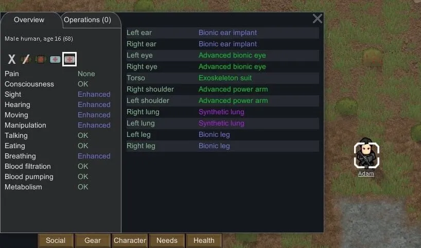 Expanded Prosthetics and Organ Engineering Mod