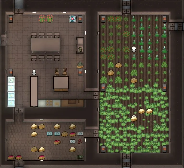 Winter Kitchen & Garden Layout ⋆ RimWorld Base